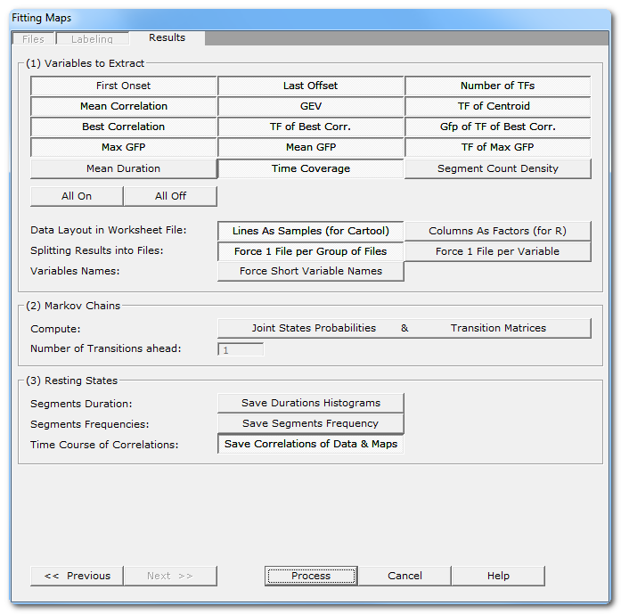 fitting parameters dialog