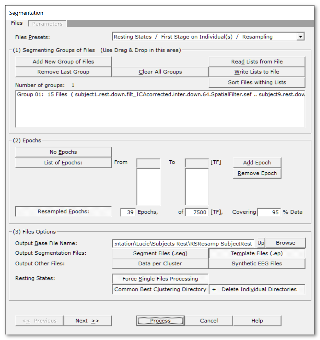 segmentation files dialog